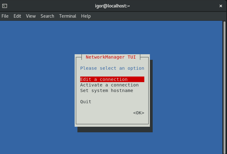 nmtui step 1