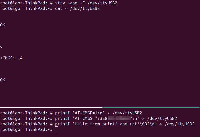 printf and cat